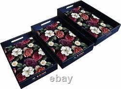 Set of 3 Wood Trays in Different Sizes Home Decor & Kitchen Use Serving Tray T3