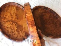 Set of 3 oval Moroccan burl Thuja wood serving trays, natural luxury dining decor
