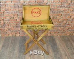 Set of 3 wooden Pimms trays with hardwood stand