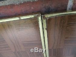 Set of 4 Vtg Faux Wood Metal TV Trays with Stand Danish Retro Mid Century Mod EVC