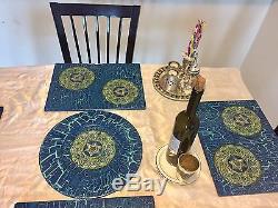 Set of 5 Place Mat Magen David design Flat Serving Tray Diner Table Items