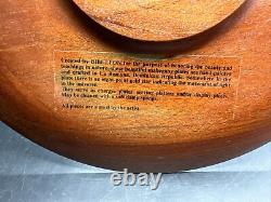 Signed Bibi Leon Hand Crafted Painted Round Wood Serving Charger Plate or Tray