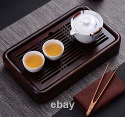 Solid Ebony Wood Tea Tray Drainage Water Storage Kung Fu Tea Serving Table