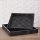 Solid Wood Checkerboard Bar Serving Tray Textured Black Handles Square