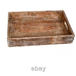 Solid wood Reclaimed Rustic 18 inch farmhouse decorative serving tray distressed