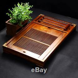 Solid wood large tea tray Tanoak table cup stand layer underneath L54cmW34cm