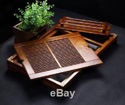 Solid wood large tea tray Tanoak table cup stand layer underneath L54cmW34cm