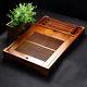 Solid wood large tea tray Tanoak table cup stand plastic layer underneath L54cm