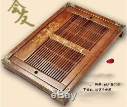 Solid wood tea tray chinese character tea table Charcoal tea board iron drawer