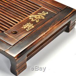 Solid wood tea tray chinese character tea table Charcoal tea board plastic layer
