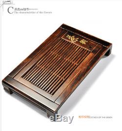 Solid wood tea tray chinese character tea table Charcoal tea board plastic layer