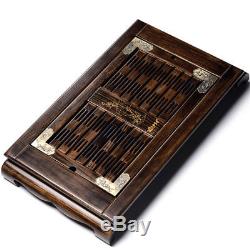 Solid wood tea tray water holder draining tea table wooden serving tray L63cm