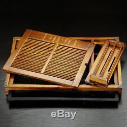 Solid wood tea tray with cup holder wooden tea table plastic drawer serving tray
