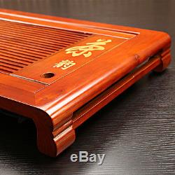 Solid wood tea tray with plastic layer tea service table Chinese character tray