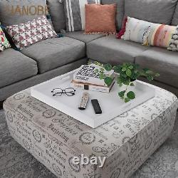 Square Large Ottoman Tray Modern Extra Large White Serving Decorative Trays wit