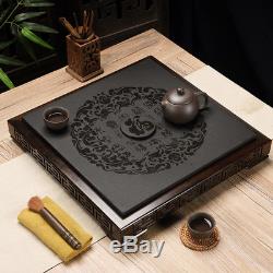 Square tea tray black stone tea table ebony wood serving tray heavy tea trays