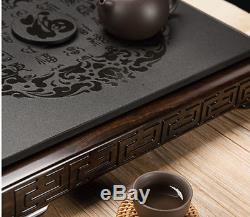 Square tea tray black stone tea table ebony wood serving tray heavy tea trays