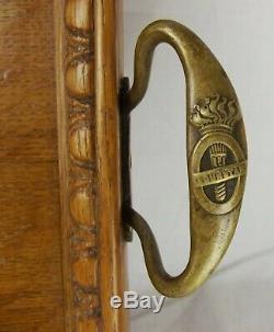 St Dunstans Crested Brass Handled Oak Serving Tray c1920s