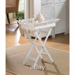 Stand Tray, Elegant White Breakfast Serving Coffee Table Tv Tray Stand