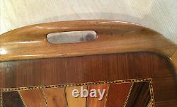 Stunning Quality Rare Wood Serving Tray Inlaid Hand Made Artisan Cabinet Maker
