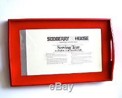 Sudberry House Large Serving Tray, Wood Painted Red with Inset for Needlework