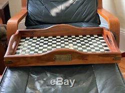 Superb Large MACKENZIE CHILDS Wood & Metal Hostess SERVING TRAY, Courtly Check
