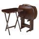 TV Tray Set Table Folding Wood Wooden Portable Stand Dinner Serving 5 Piece NEW