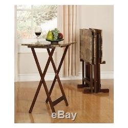 TV Tray Table Set Folding Portable Snack Dinner Serving Furniture Storage Stand