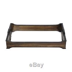 Two New Stately 24 Wood & Mirror Interior Decorative Serving Tray Modern Look