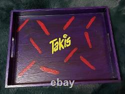 Takis Purple Hand Painted Wood Tray 16 x 12 Inches