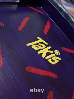 Takis Purple Hand Painted Wood Tray 16 x 12 Inches