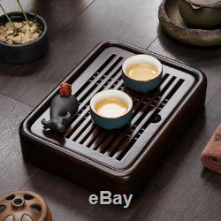 Tea Table Luxury Small Gongfu Tea Tray with Water Tank Ebony Wood 27205cm
