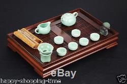 Tea sets Chinese solid wood tea tray ebony tea table for kung fu handmade carved