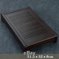 Tea tray ebony wood tea table solid wood serving tray stainless steel drawer new
