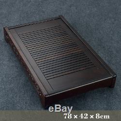 Tea tray ebony wood tea table solid wood serving tray stainless steel drawer new