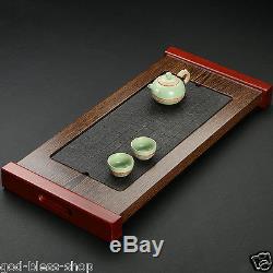 Tea tray wenge solid wood tea table black stone teaboard porcelain tea pot cups