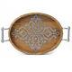 The GG Collection Gracious Goods Medium Heritage Wood and Metal Inlay Oval Tray