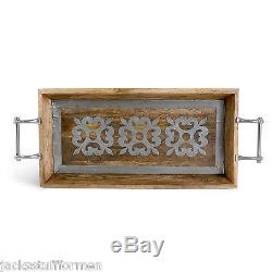 The GG Collection Heritage Mango Wood & Metal Inlay Rectangular Serving Tray
