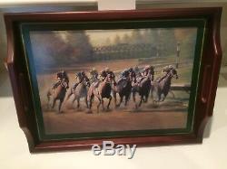 Thundering Home @ Keeneland by James L Crow Decorative Art Wood Tray