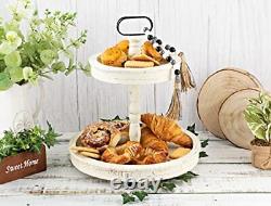 Tiered Tray- Farmhouse Two Tiered Serving Tray 2 Tier Tray Comes with Wood