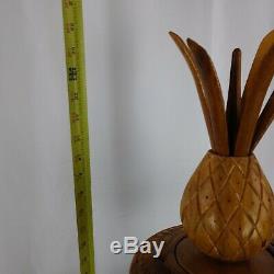 Tiki Monkey Pod Wood Pineapple Lazy Susan from Philippines Serving Centerpiece