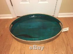 Tommy Bahama Large Wood Tray Oval Lacquer + Natural NEW