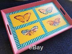 Tracy Porter Stonehouse Farm Goods hand painted Wooden Serving Tray Butterfly