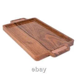 Tray Serving Wooden Brown Color Wood Handles Trays for Serve Food Pack of 10