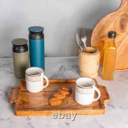 Tray Serving Wooden Brown Color Wood Handles Trays for Serve Food Pack of 25