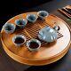 Tray Tea Serving Bamboo Plate Wood Chinese Table Food Wooden Solid Round Storage