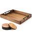 Tray with Handle for Living Room Set of 4 Natural Wooden Coasters Rustic