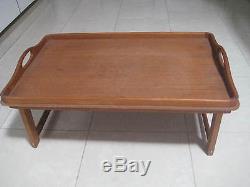 Two (2) Vintage GOODWOOD Solid Teak Wood Folding Serving Trays Thailand PAIR