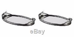 Two New Stately 23 Resin & Mirror Serving Tray Modern Look Antler Handles