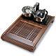 Unique tea tray wenge wood tea table with induction cooker drainage tea boat
